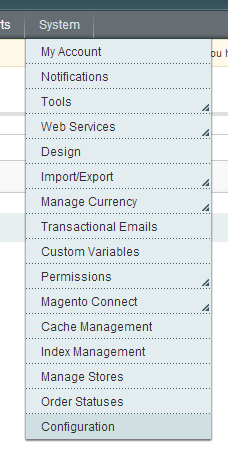 Magento System Configuration Settings