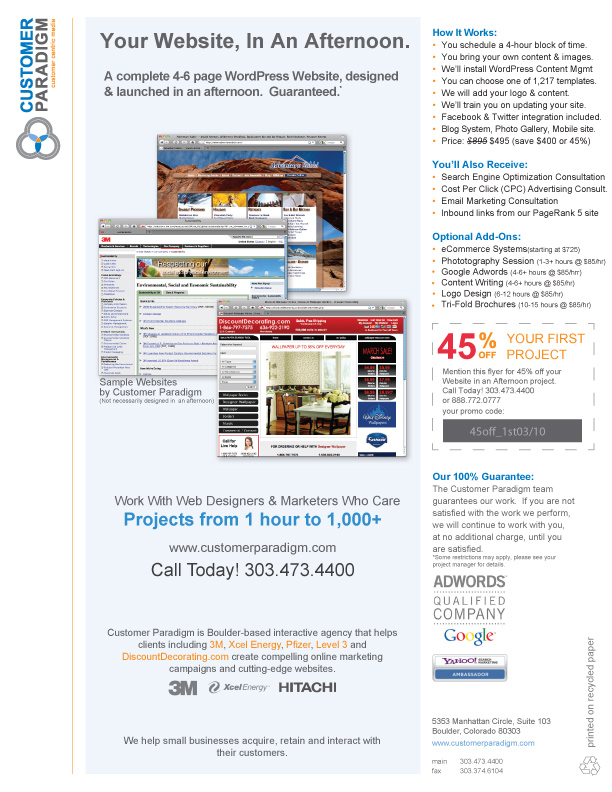 Website - Designed in An Afternoon in Boulder, Colorado