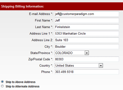 Shipping and Billing Information