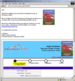 customized, personalized four-step checkout form