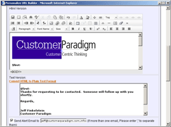 confirmation email that is sent out in HTML and plain text (multi-part MIME) 