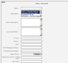 Add new therapist user to scheduling system - php software