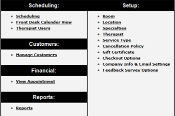 Massage Scheduling System - Main View