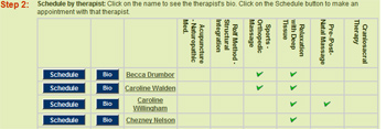 Schedule by Therapist View