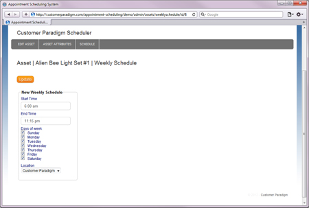 Add New Weekly Schedule for An Asset - Online Appointment Scheduling System: