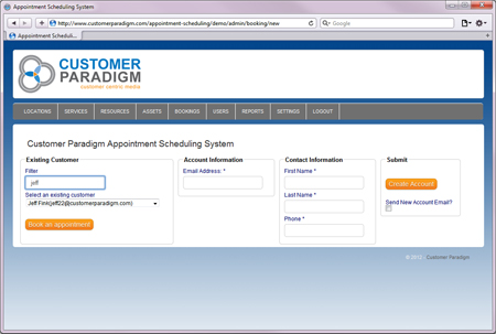 Using Filters to Quickly Find Previous Customers in Online Appointment Scheduling Software System