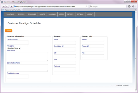Add New Location to Online Scheduling System (Admin View)