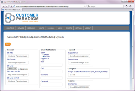 Online Appointment Scheduling Software System - Admin Settings Area