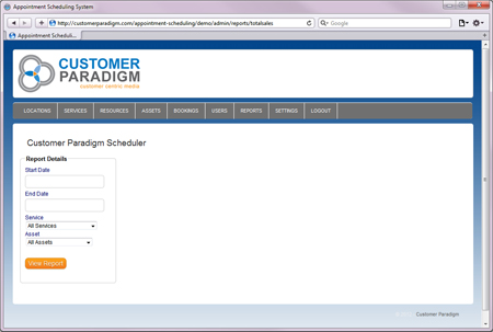 Reporting System for Online Scheduling Application