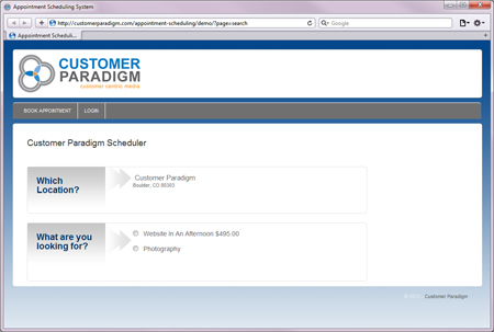 Online Appointment Scheduling Software - Front End Customer View