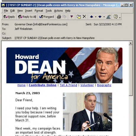 Howard Dean for America – HTML Email Campaigns