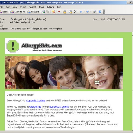 Allergy Kids – HTML Email Campaigns