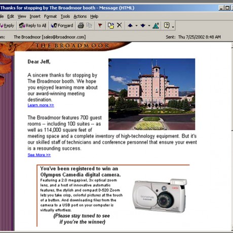 The Broadmoor Hotel – HTML Email Campaigns, Trade Show Marketing