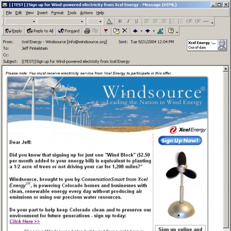 Windsource – Xcel Energy – HTML Email Campaign