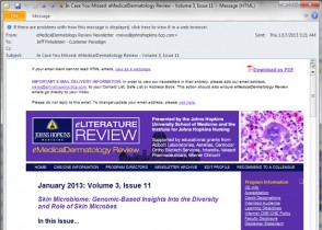 Johns Hopkins University – eMedical Dermatology – HTML email campaign