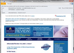 Johns Hopkins University – eNeonatal Review – HTML Email Campaigns