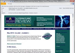 Johns Hopkins University – eNephrology Newsletter – HTML Email Campaign