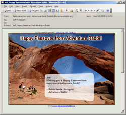 Happy Passover Email from Adventure Rabbi (Retention Email)