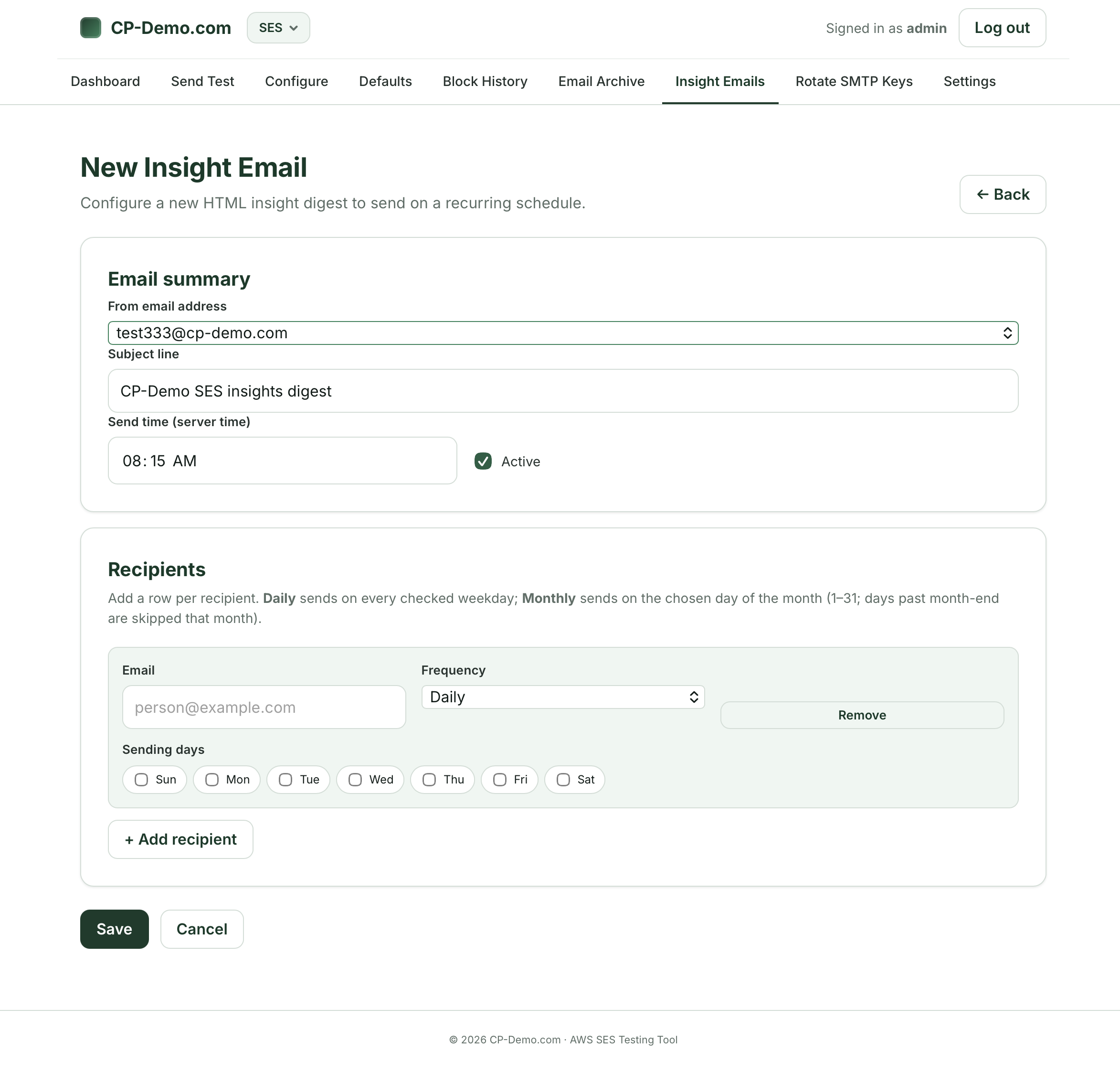 Email SES Insights - Email Insights - Daily or Monthly