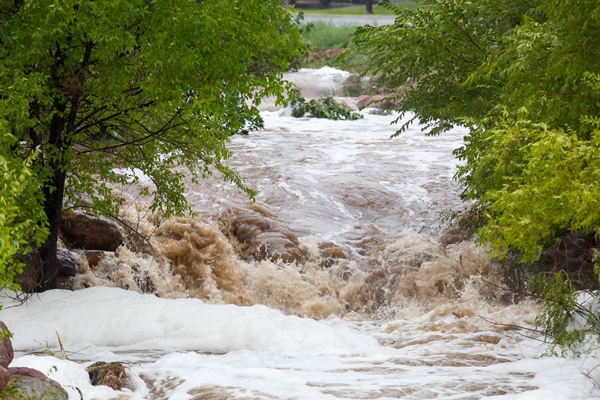 Whitewater rapids in south Boulder, Colorado, on Table Mesa road,