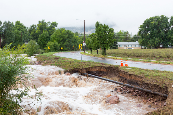 Boulder, CO Flood - Table Mesa Drive in Boulder, by the Yale cross street.