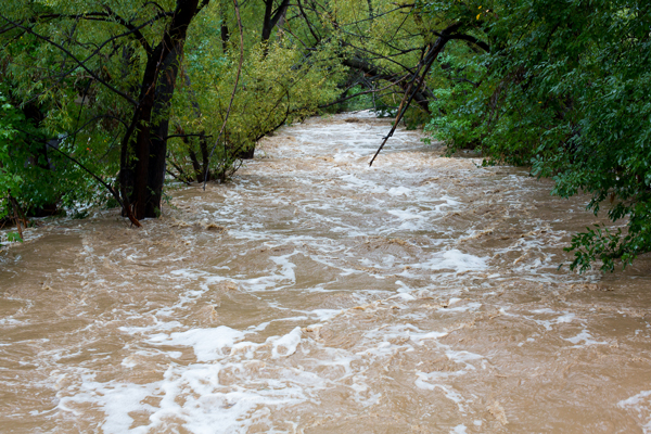 Boulder Creek, which is normally a small creek, had about 16 times it's normal volume during the September 2013 floods.
