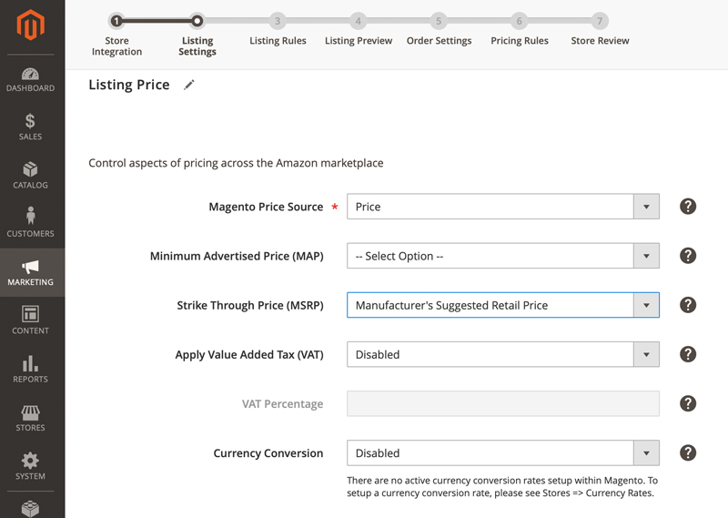 Listing Price for Amazon Sales Channel - Listing price source