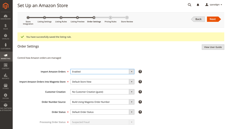 Order Import settings for Amazon Sales Channel for Magento
