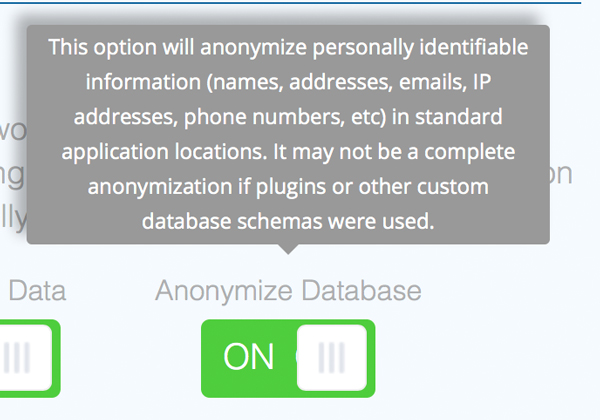 Anonymize personally identifable data from the database when creating a development site for Magento with Nexcess cloud hosting.