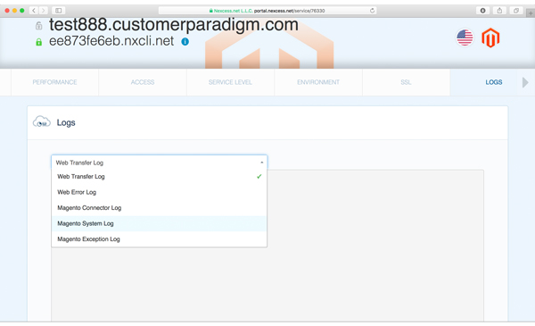 Log access for Magento through admin panel - Nexcess cloud hosting account