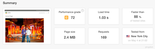 Speed Test on Nexcess Cloud hosted account - 1.03 seconds for home page.