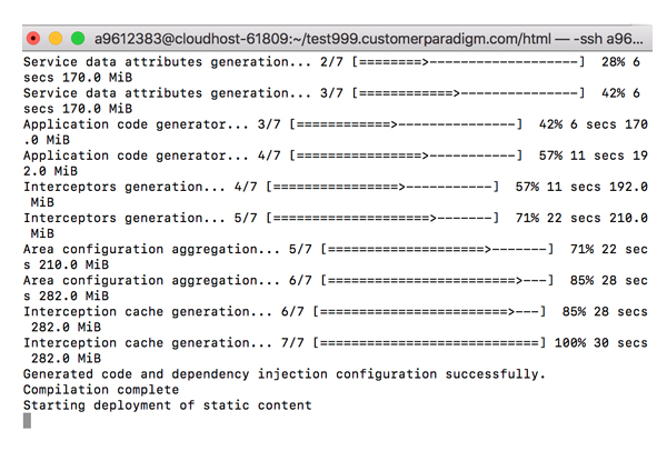 Deploying static content for Magento 2.2.4 into production mode.