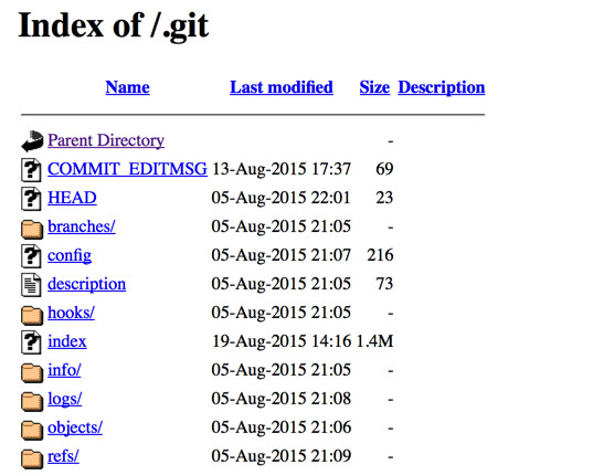 Index of /.git - If you see this on your site, you should disallow this.