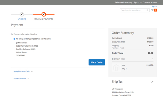 Final Place Order Button on Magento 2 site