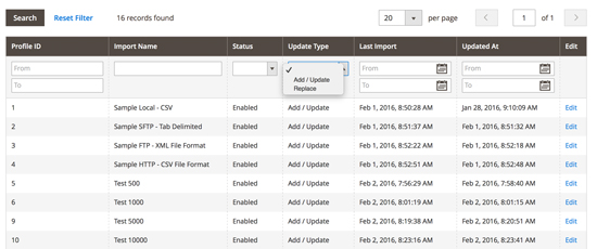 Inventory Synchronization Profiles - Click for Screenshot >>