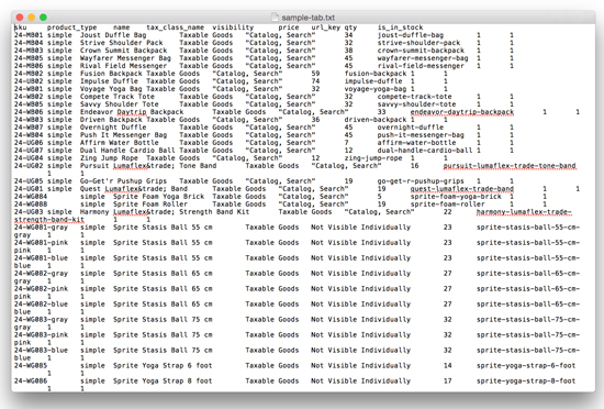 Tab Delimited File Format