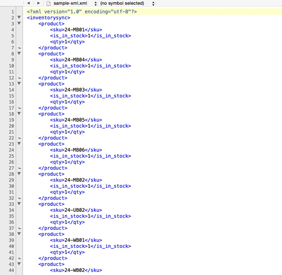 Sample XML Data File format