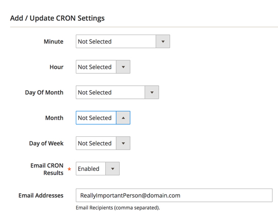 Add / Update Cron Settings - View Larger Screenshot >>
