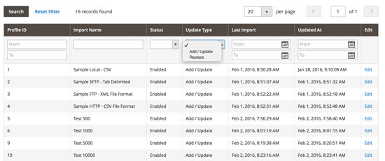 Inventory Synchronization Profiles - Click for Screenshot >>