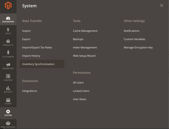 Magento 2.0 System - Inventory Synchronization Location