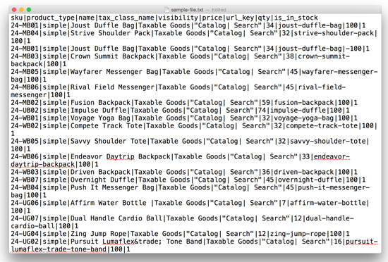 Sample Text Delimited - Pipe Sample File