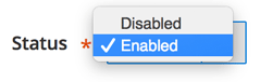 Select Status - Enabled - Disabled