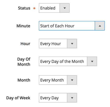 Run Disk Space Report Security Report Every Hour on the Hour - Cron settings