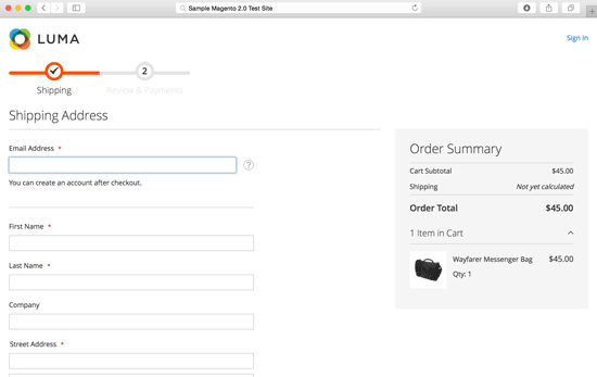 Magento 2 Order Checkout Page
