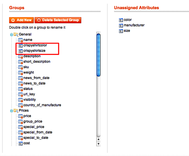 Click and drag attributes from unassigned attributes to groups