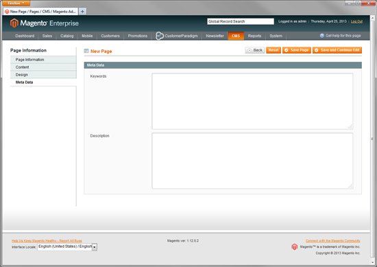 Magento Enterprise - Create Multiple Custom Landing Pages - Step 4 - Meta Data