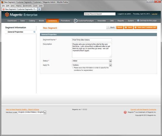 New Advanced Segment in Magento Enterprise 