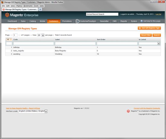 Magento Enterprise - Gift Registry System