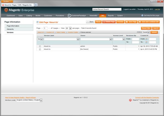 Magento Enterprise - Rollback - Version Control System