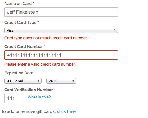 Credit Card Validation - Saved Method